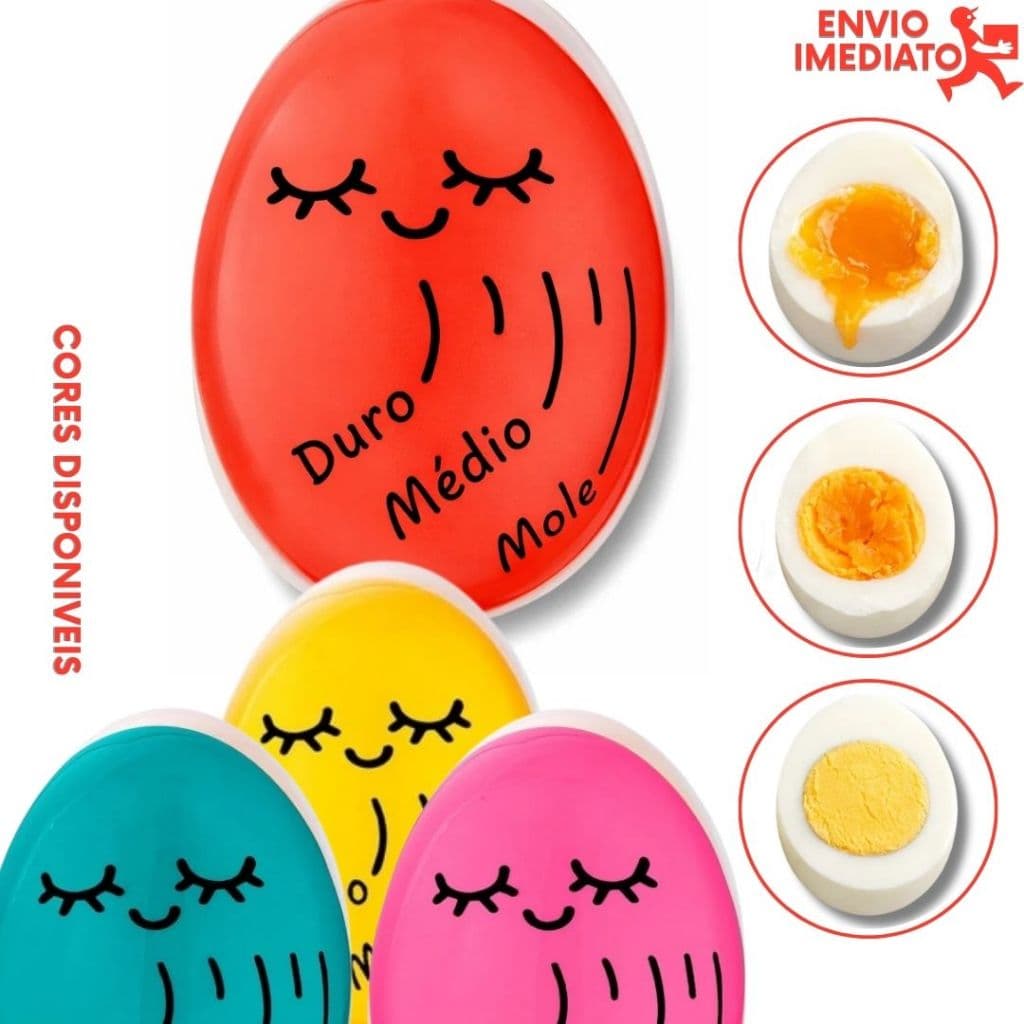 Timer de Ovo Cozimento no Ponto Certo Mole Médio Duro Resina Atóxica