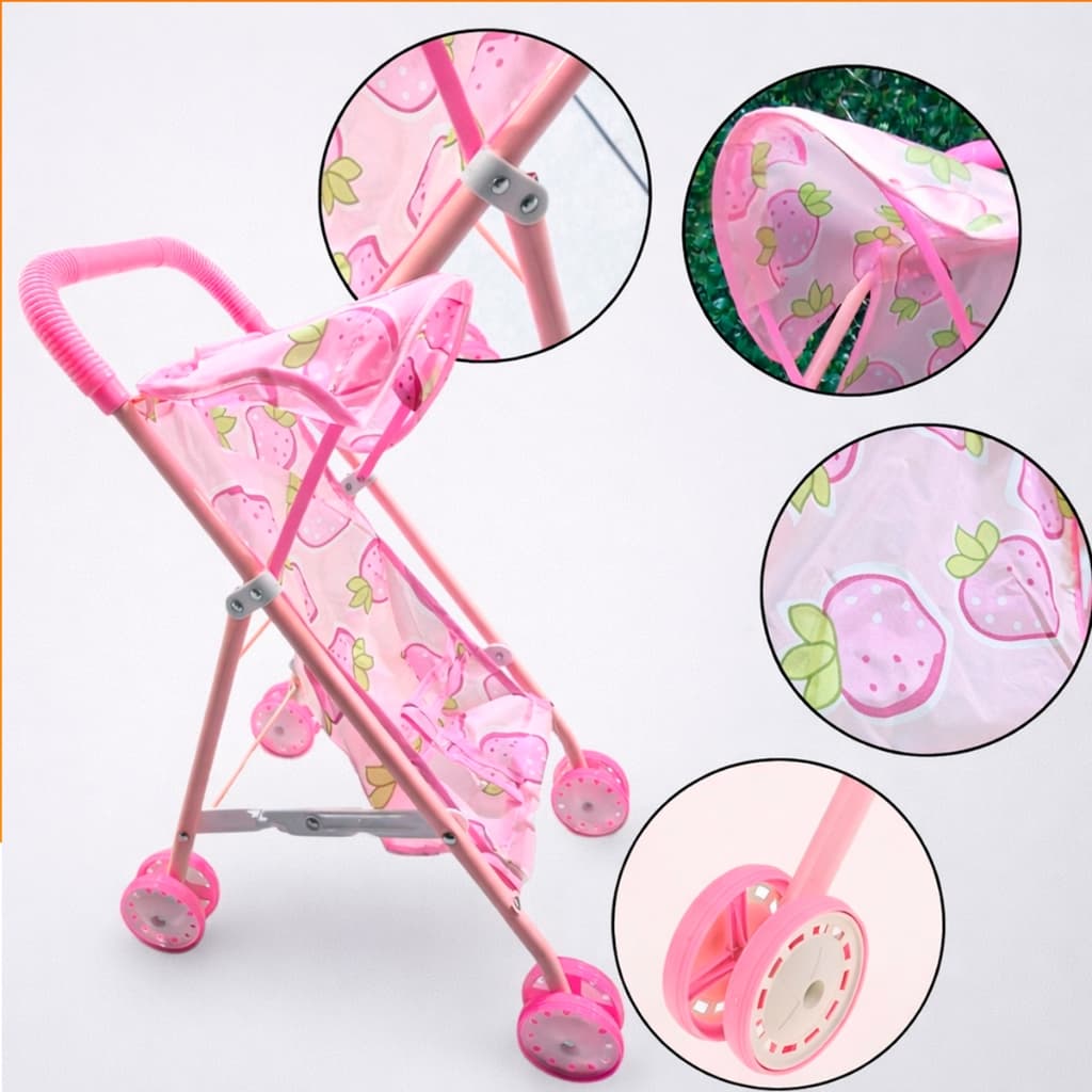Carrinho De Boneca Dobrável De Aço Luxo Passeio Bebê Infantil