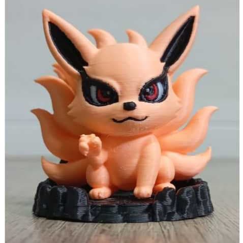 Kurama - Com base - Naruto - Action Figure - Raposa de 9 Caudas Kyuubi Chibi 3D - 5cm