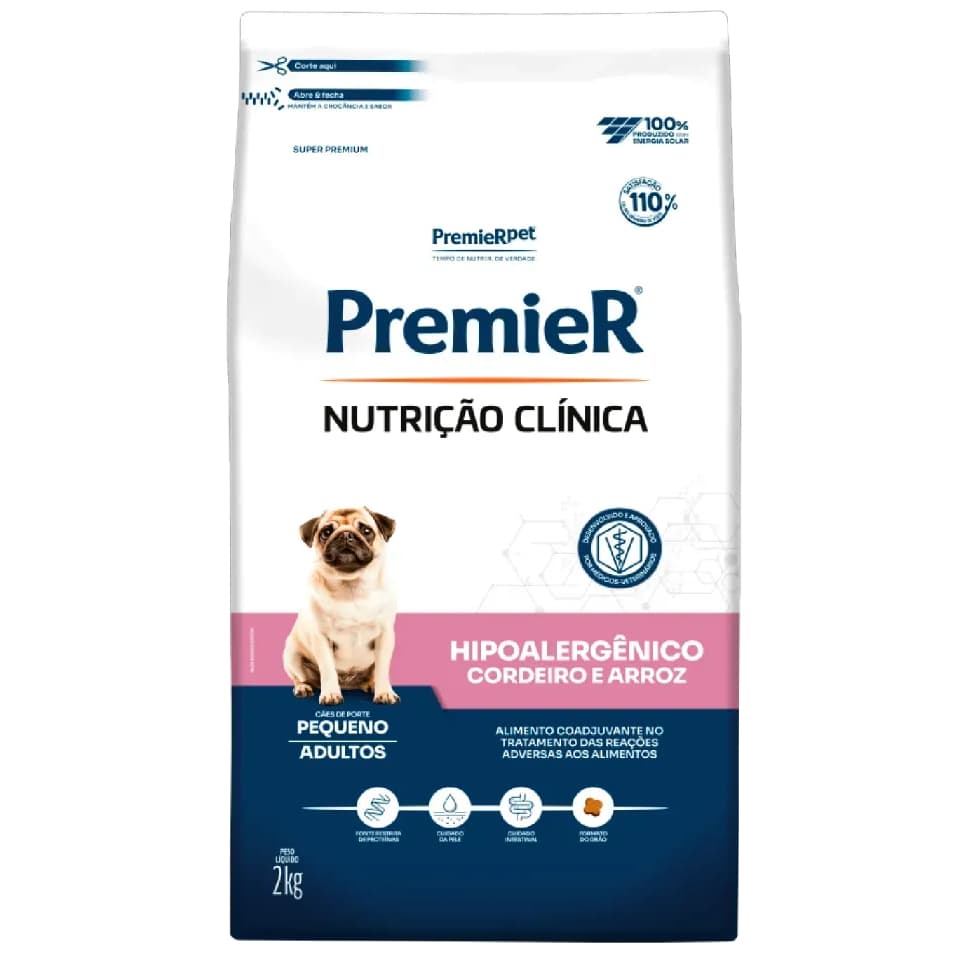 Ração Premier Nutrição Clínica Hipoalergênico Cães Adultos Pequeno Porte Cordeiro 2kg