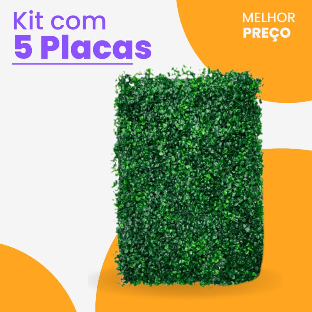 Kit 5 Placa Buchinho Grama Artificial Jardim Vertical Muro Inglês Parede Verde