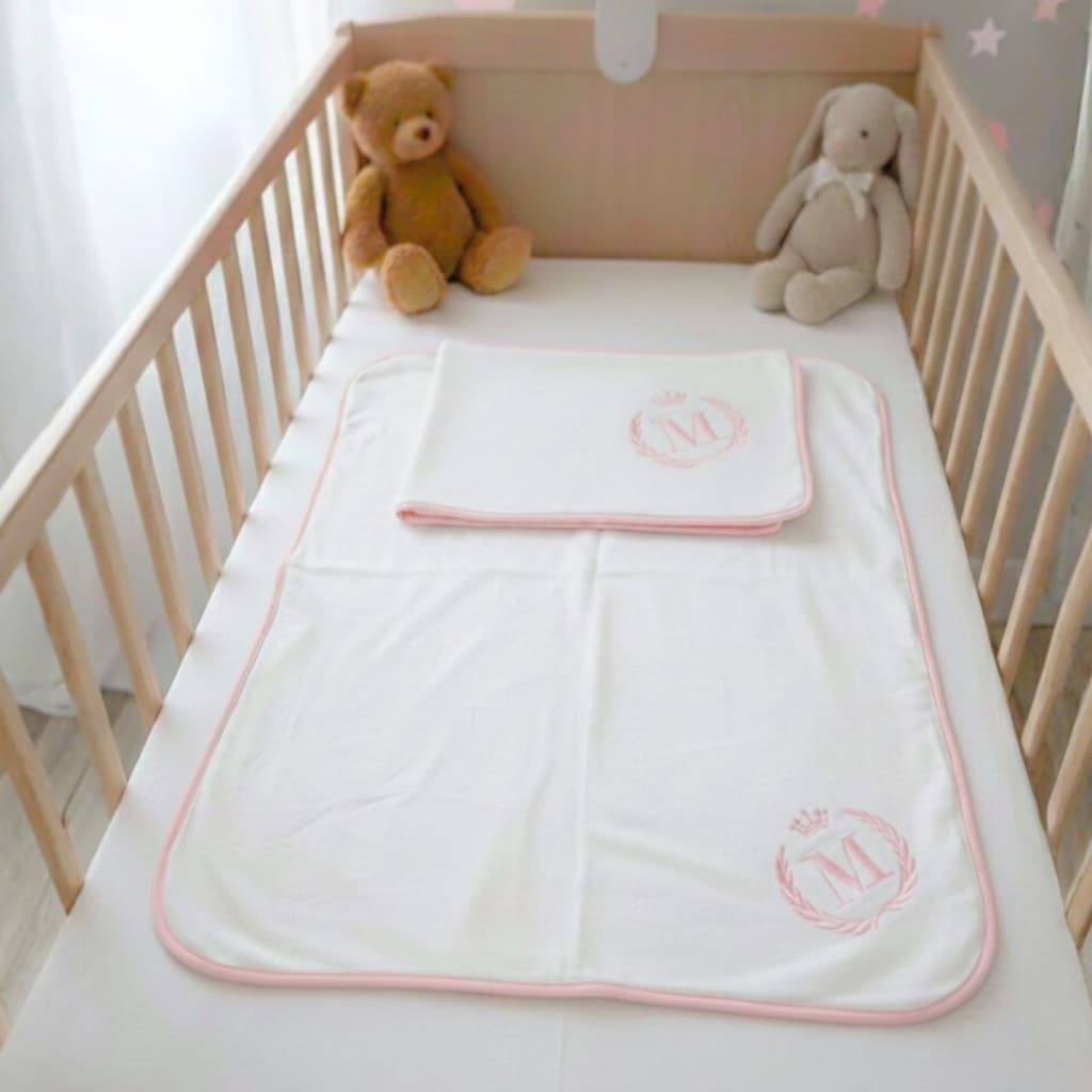 Kit 2 Cueiros Personalizado Com Inicial Do Nome Do Bebê Menino Menina Malha 100% Algodão 80cm