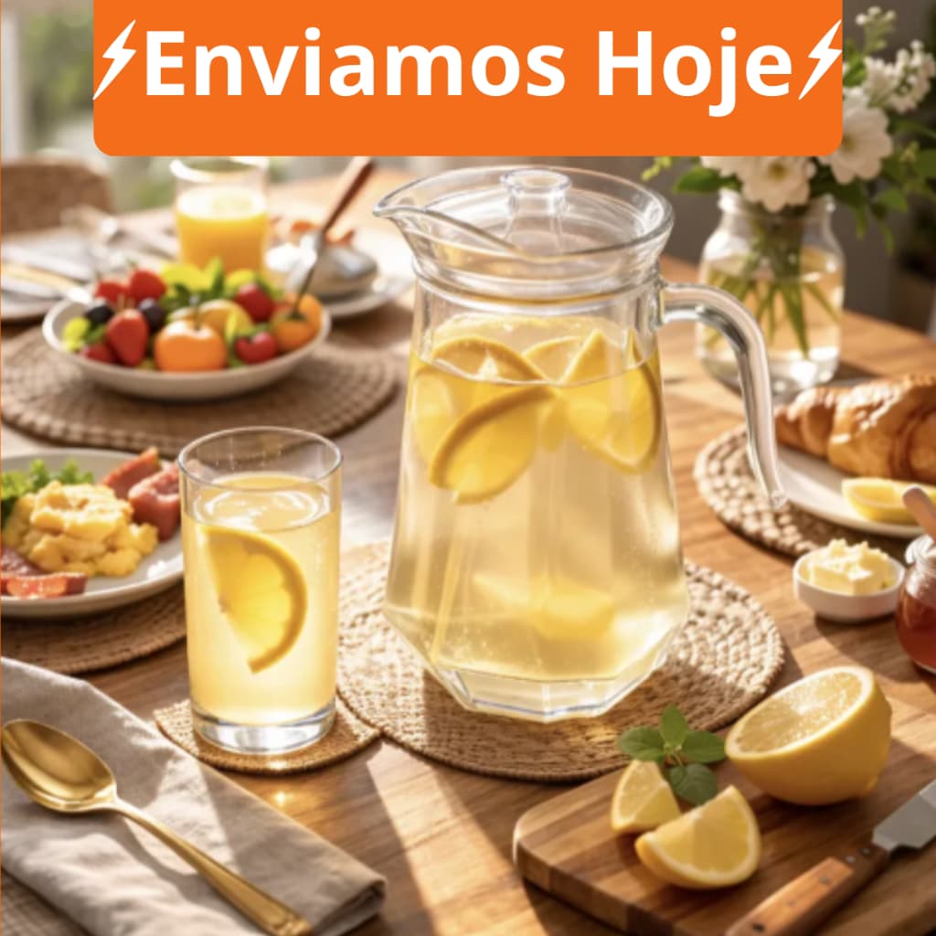 Jarra de Vidro 1,2L Transparente para Água e Suco Com Tampa