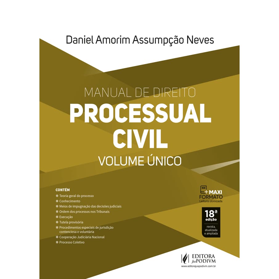 Manual De Direito Processual Civil Volume Unico - 18 Edicão 2026 Juspodivm