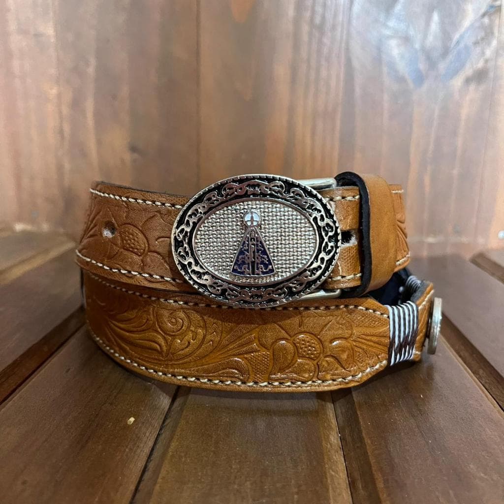 Cinto Infantil Nossa Senhora 2 Apliques Couro Legítimo Novidade