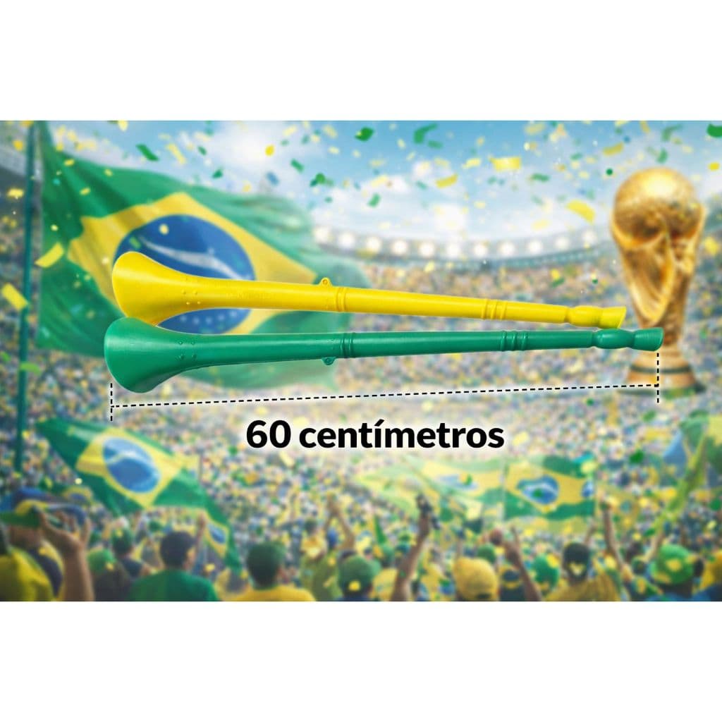 Kit 2 Vuvuzela Verde e Amarela Seleção Brasileira Copa do Mundo