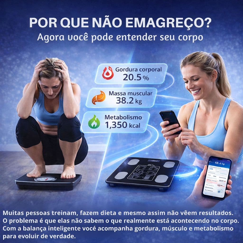 Balança Digital de Medição por Bioimpedância com Bluetooth 140kg - Preta