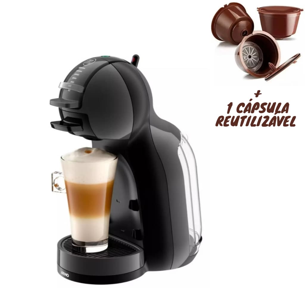 Cafeteira DOLCE GUSTO 220V MINI ME + 1 Capsula Reutilizável AUTOMÁTICA NESCAFÉ Máquina de Café PRETA