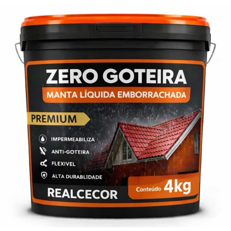 Manta Liquida Emborrachada Premium 1KG Ou 4KG Protege Lajes De Infiltração Goteiras e Vazamentos