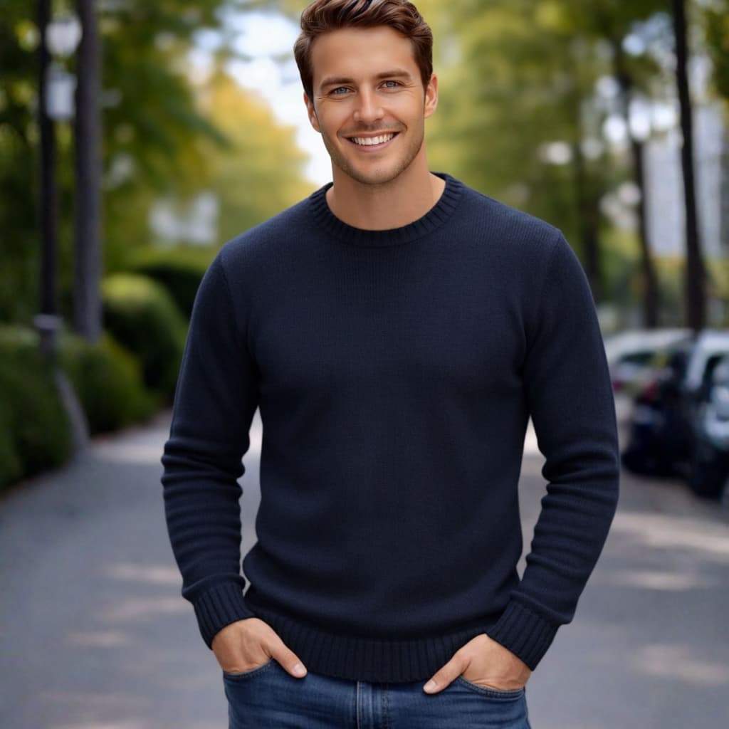 Suéter Masculino Tricô Blusa De Frio Gola Redonda Malha Grossa Envio Imediato