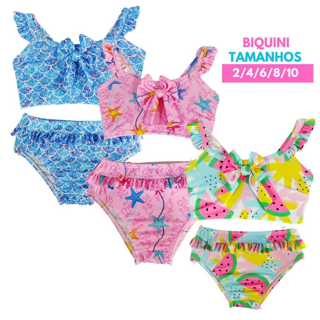 Biquini Infantil Blogueirinha 2 4 6 8 10 Moda Praia Piscina Babado