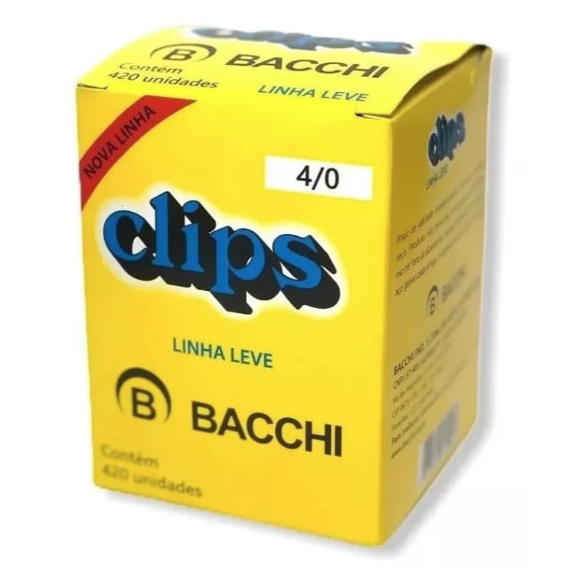 Caixa de Clips Bachi Linha Leve 420 Unidades Tamanho 4/0