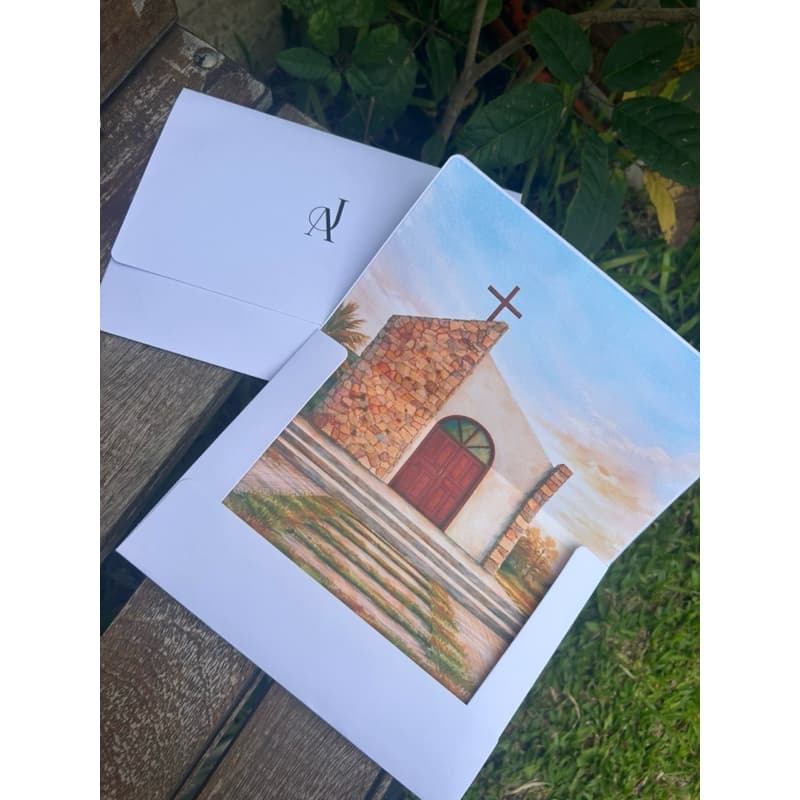 Envelope de aba reta, com forro personalizado e iniciais na parte externa - não acompanha convite impresso