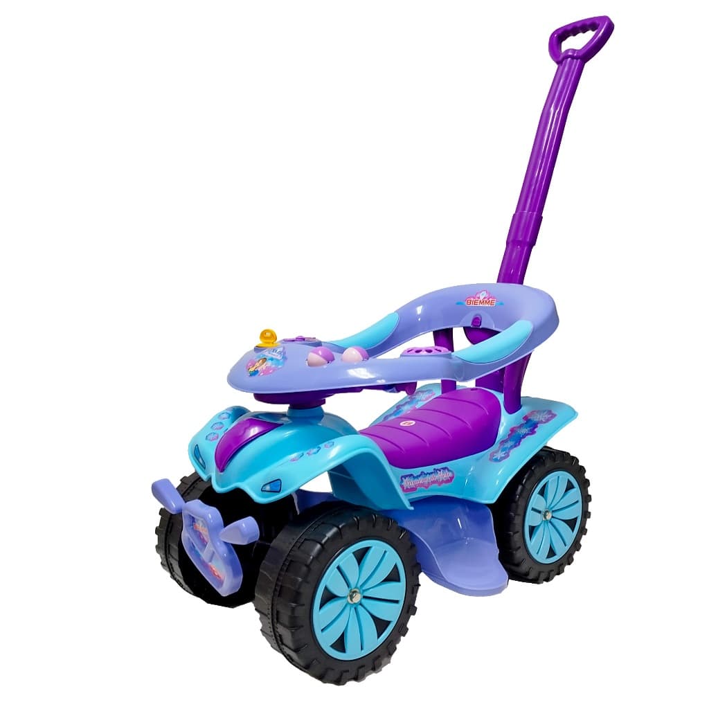 Carrinho Infantil Andador com Empurrador Volante Interativo Passeio 4 Rodas Brinquedo Criança