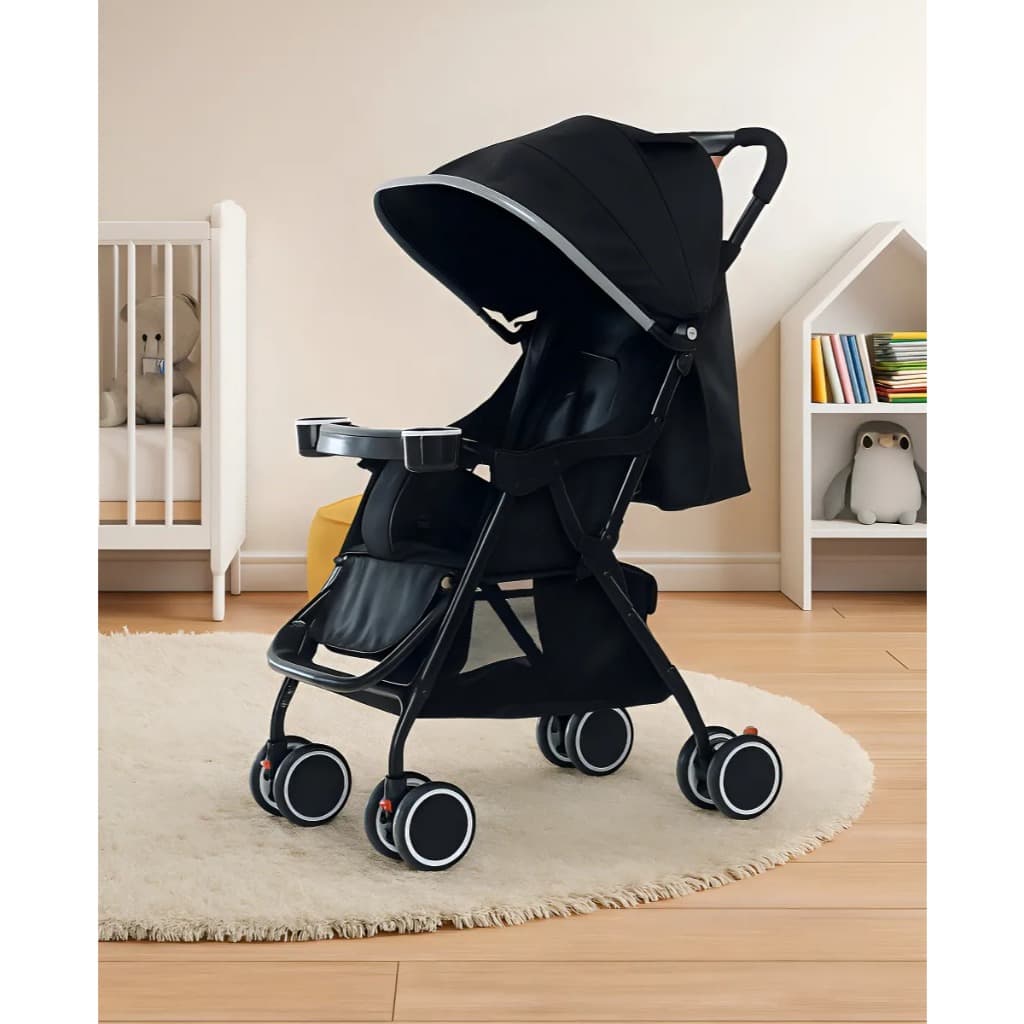 Carrinho De Bebê Para Passeio 20kg Recém Nascido Acolchoado Cor Preto Chassi N/a - Envio Imediato