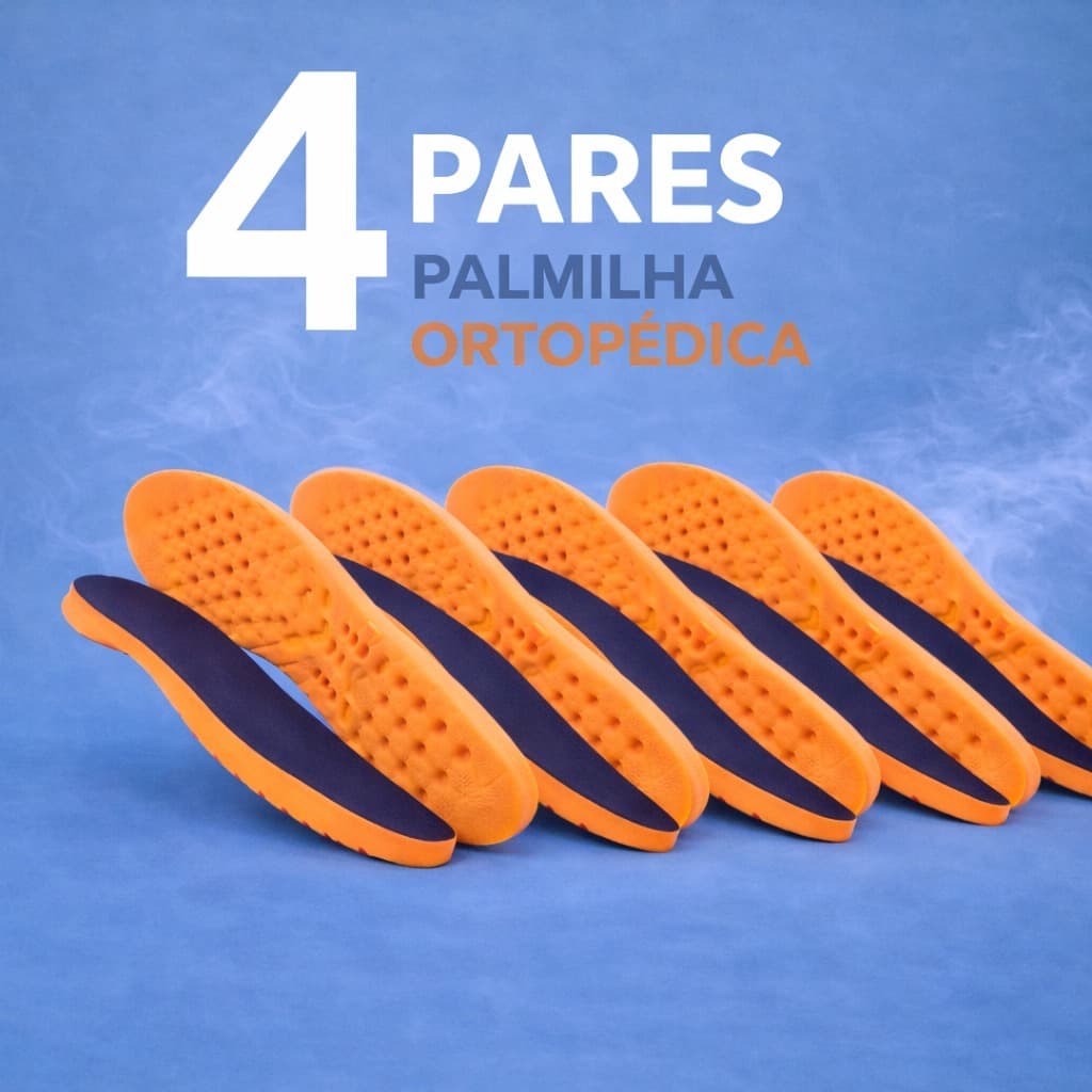 Kit 4 Pares Palmilha Gel Ortopédica Anatômica Confortável Alívio das Dores nos Pés