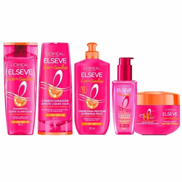 ELSEVE LISO DOS SONHOS - SHAMPOO 200ml - CONDICIONADOR 200ml - CREME PARA PENTEAR 250ml