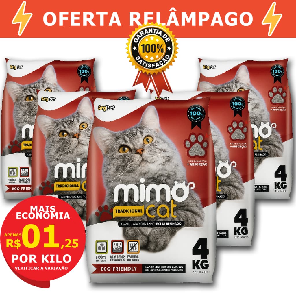 Kit 5 Areia Higiênica Mimocat 20KG