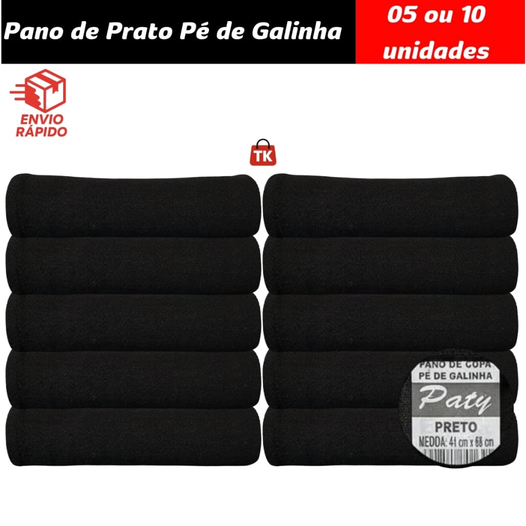 Pano de Prato Grande PRETO Pé de Galinha – Alta Absorção e Durabilidade