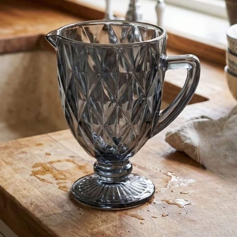 Jarra De Vidro Diamond Fumê Agua Suco 1,2L