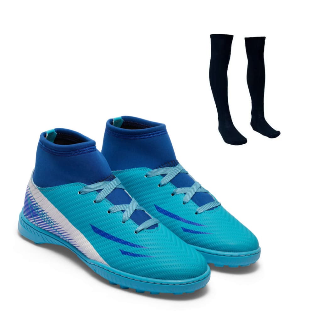 Chuteira Society UZ 2000 Botinha Cano Alto Adulto Uzze Sport Grama Sintética + Meião