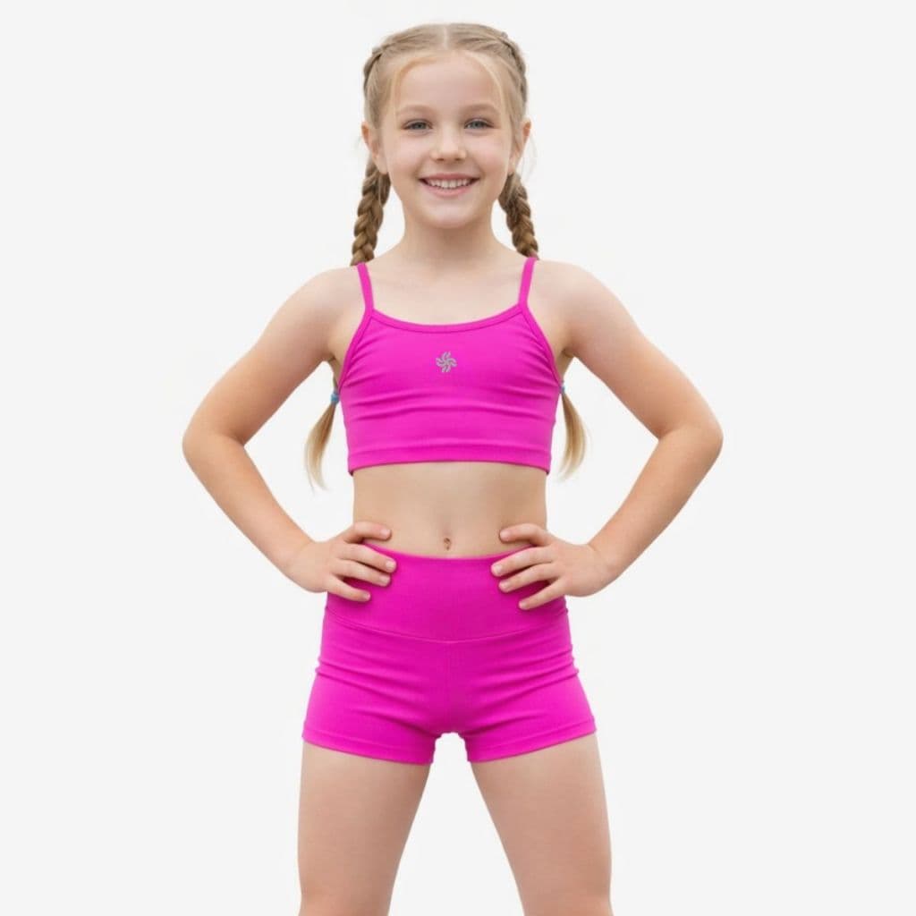 Conjunto Esportivo Infantil Short + Top poliamida Ginástica Esportes Meninas Conjunto De Academia