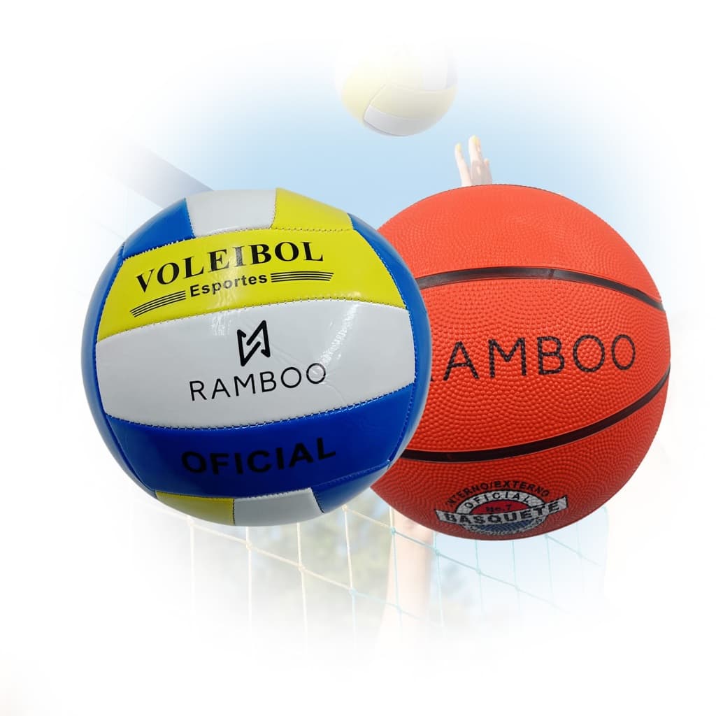 Combo Bola Infantil Kit Com 1 Bola de Volei Oficial + 1 Bola de Basquete Tamanho 7