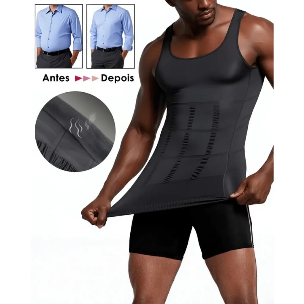 Cinta de Compressão Masculina Camiseta Sinta Modeladora Slim Reduz Medidas
