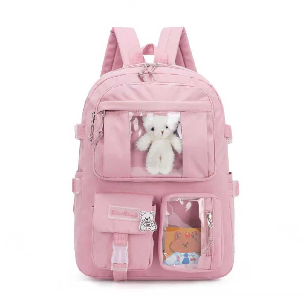 Mochila Escolar Feminina Estilo Coreano – Fofa Leve e de Grande Capacidade Ideal para Escola Faculdade e Dia a Dia