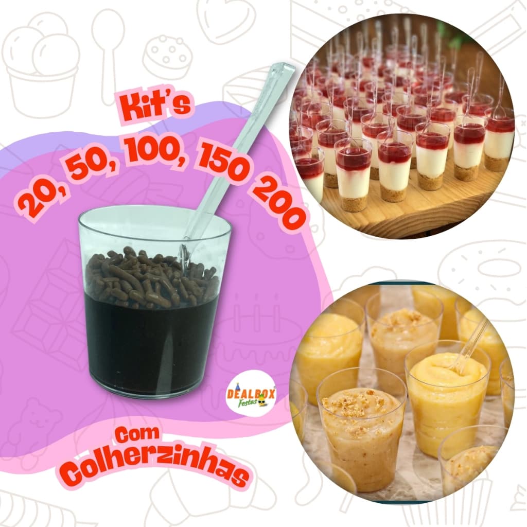 20/50/100/150/200 Copinho + Colherzinha Para Brigadeiro De Colher 25ml