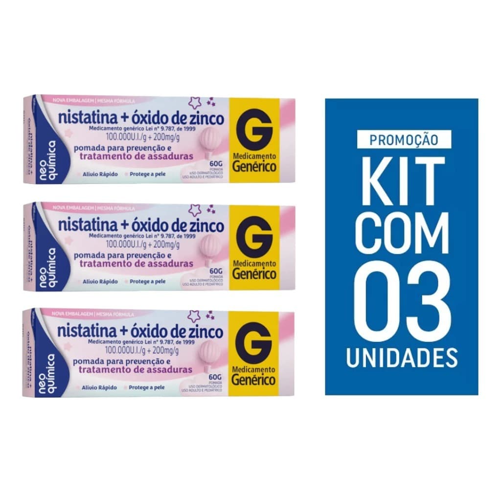 POM KIT 3 UN NISTATINA+ÓXIDO DE ZINCO 60G