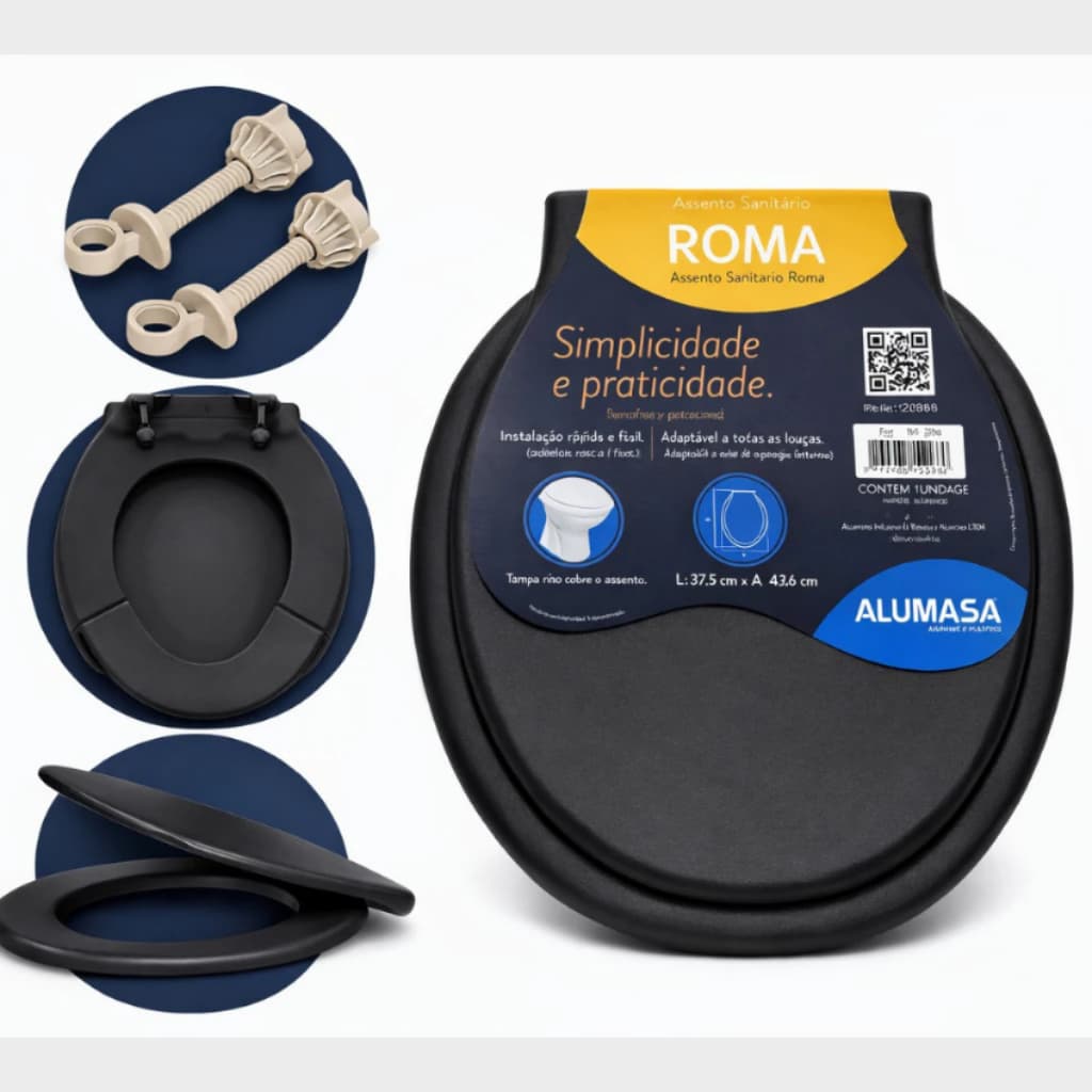 Tampa Assento Sanitário Tampa Para Vaso Universal Oval Plástico Resistente Fácil de Instalar Alumassa Hardex Premium