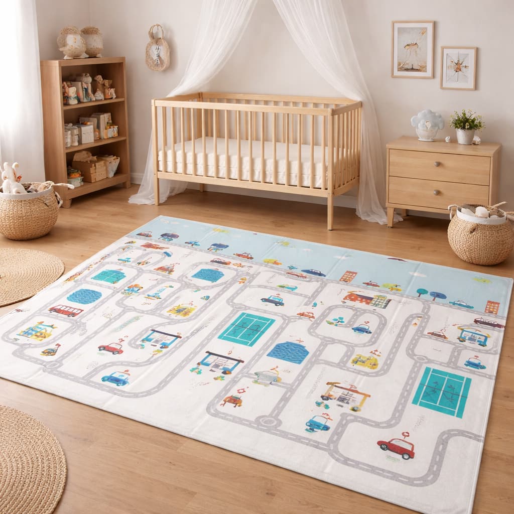 Tapete Tatame Infantil Emborrachado Dobrável Dupla Face Bebê Atividades 1,80m X 1,50m Impermeável