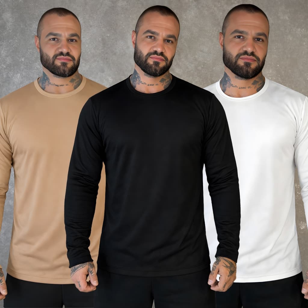 Blusa de Frio Segunda Pele Térmica Peluciada Inverno Frio Forrada Flanelada Manga longa Masculina