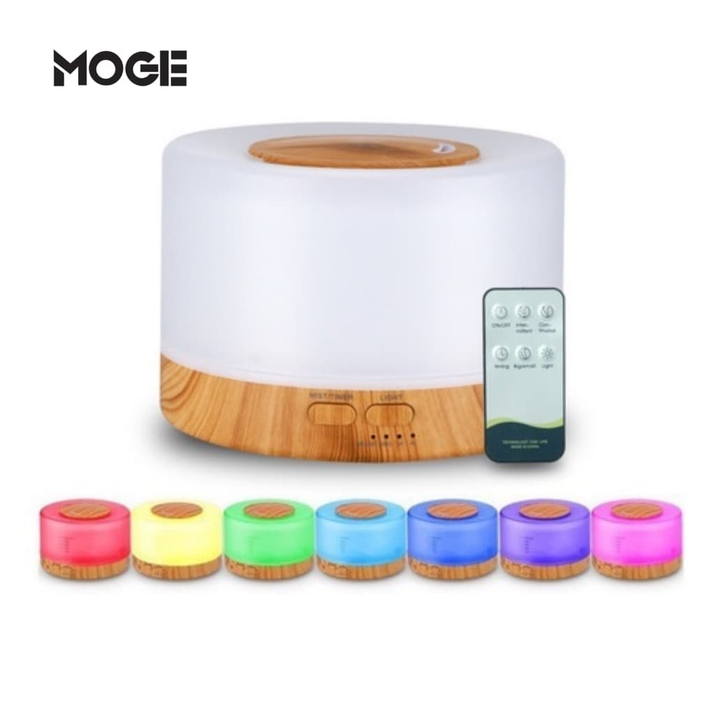 Difusor de Aroma Ultrassônico 300ml 500ml | Umidificador LED RGB Controle Remoto