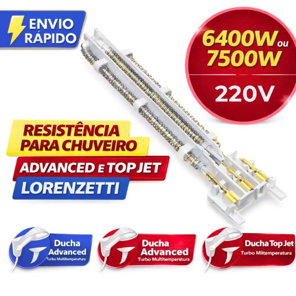 Resistência Advanced e Top Jet Paralela Lorenzetti 127v 5500w e 220v 7500w Escolha a Sua!!!