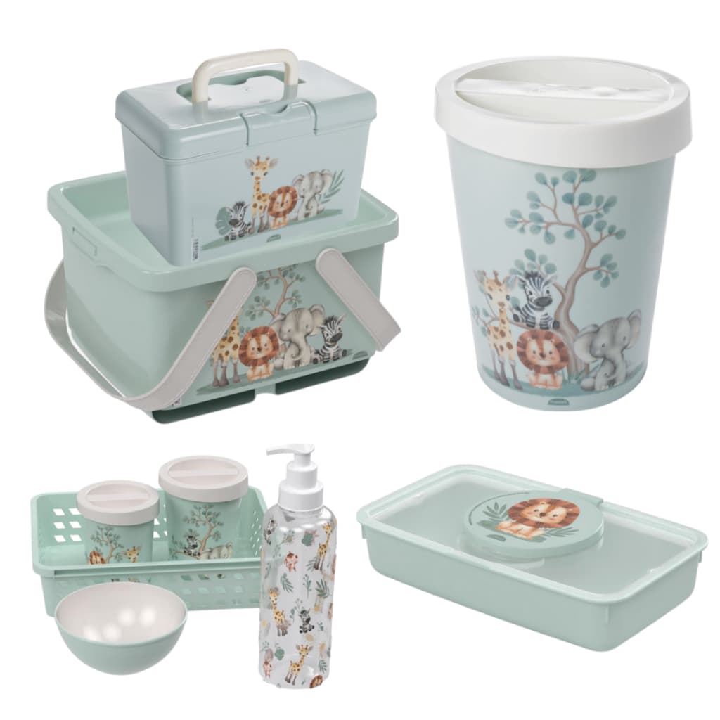 KIT TROCADOR BEBÊ PLASÚTIL LIXEIRA ORGANIZADOR FRALDAS KIT HIGIENE FARMACINHA PORTA LENÇO UMIDECIDO