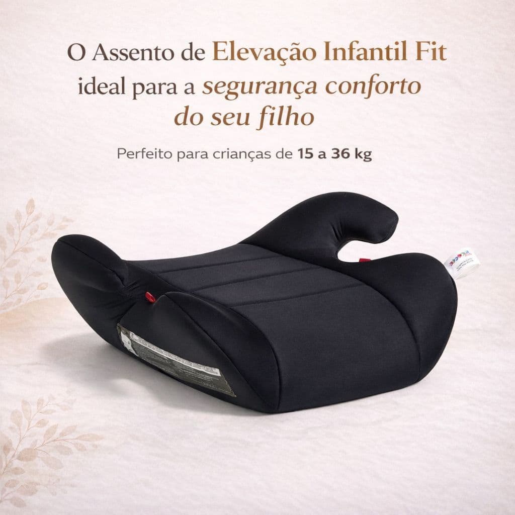 Booster Assento de Elevação Infantil Fit para Carro Preto de 15 a 36 kg - Replay Kids (SEM ISOFIX)