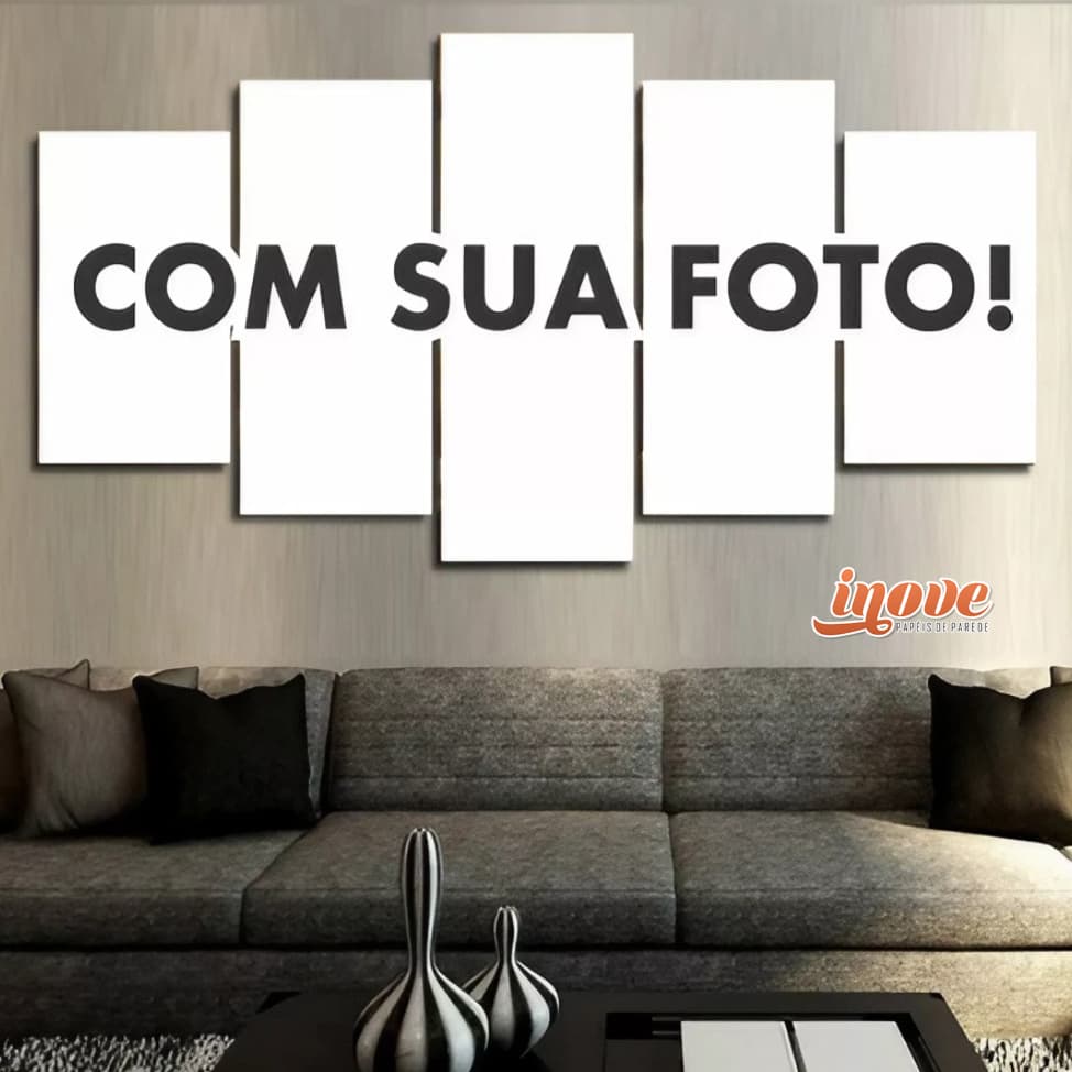 Quadro Personalizado Unidades - COM SUA FOTO 80X50 cm 5 Peças Decorativo