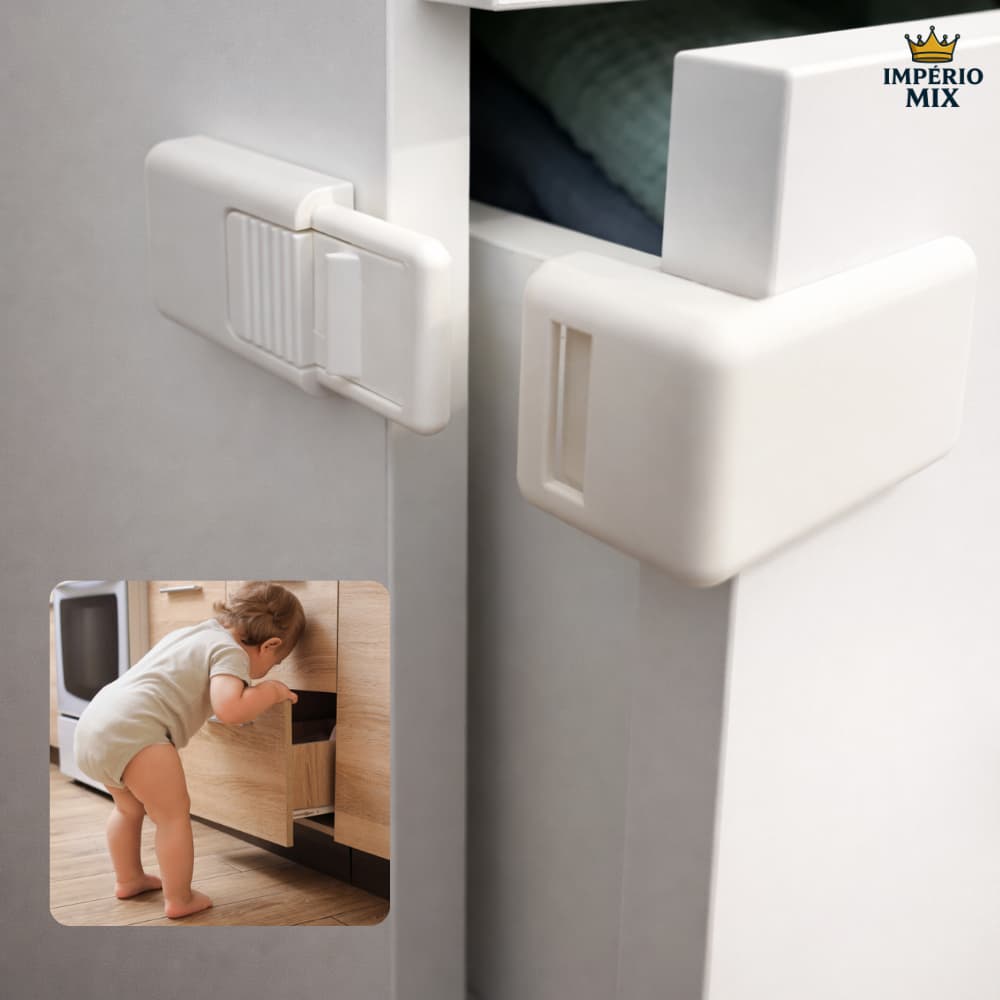Trava Gaveta Bebê Segurança Infantil Adesivo 3M Forte Armário Porta Proteção Criança