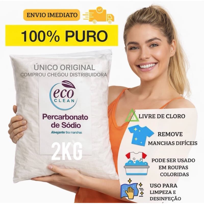 Percarbonato De Sódio 100% PURO Alvejante sem cloro Tira Manchas limpeza clareador 500g/1kg/2kg