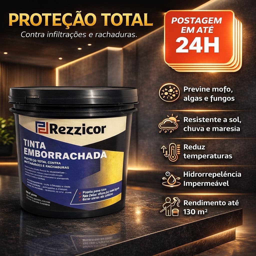 Tinta Borracha Líquida Rezzicor  4Kg/12kg Flexível Lavável impermeável Reboco-Laje-Bloco