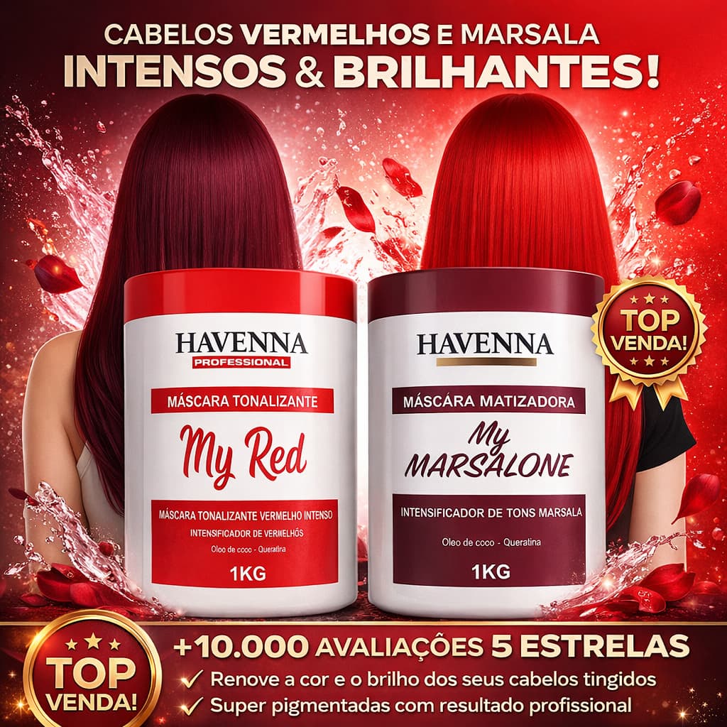 Kit contendo 1 Mascara Matizadora Para Cabelos Marsala Marsalone 1kg e 1 Mascara Matizadora Para Cabelos Vermelhos 1kg