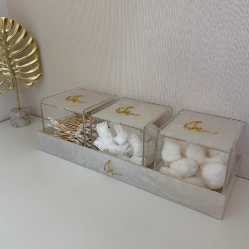 KIT ORGANIZADOR BASIC bandeja caixa organizadora acrílico Madrepérola personalizada beleza estudio clinica consultorio