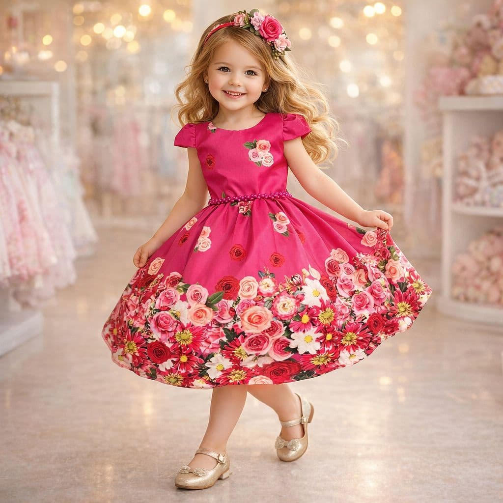 Vestido Infantil Festa Batizado Casamento Estampado Colorido Evangélica dia das criança Junino Xadrez