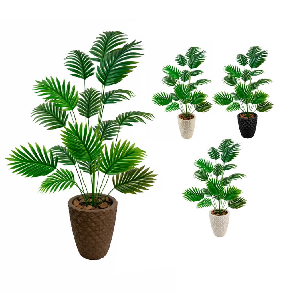 Palmeira Artifical + Vaso Polietileno Completo Cores Acompanha Casca Pinus
