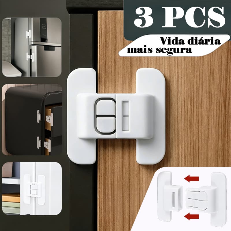 Trava de Segurança Infantil Multiuso Adesiva Fechadura para Portas Armário Geladeira Gaveta 1/2/3 Pcs