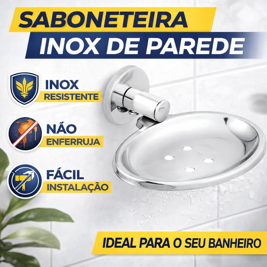Saboneteira De Parede Aço Inox Porta Sabonete Cor Prateado