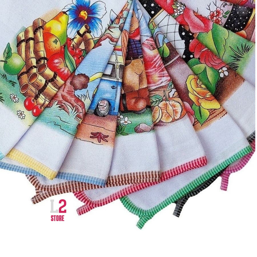 Kit 10 Panos De Prato Com Viés Estampado