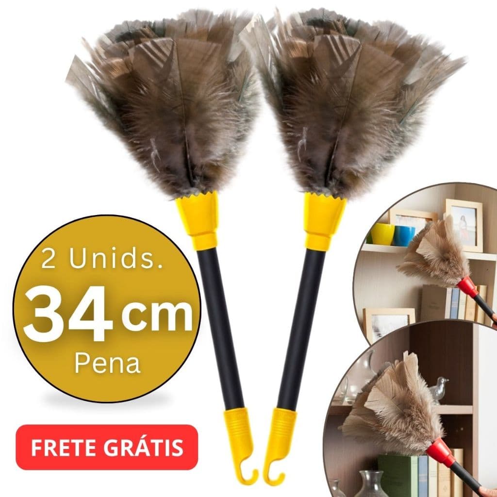 Kit 1/2/3 unidades Espanadores Pó Pena 34 Cm Limpa Poeira Moveis Casa